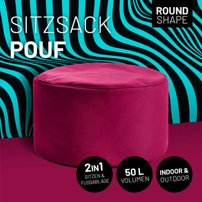 Lumaland Sitzsack Pouf (50 L) | Kompakter Sitzsack mit 3-in-1-Funktion: bequemer Hocker, praktisches