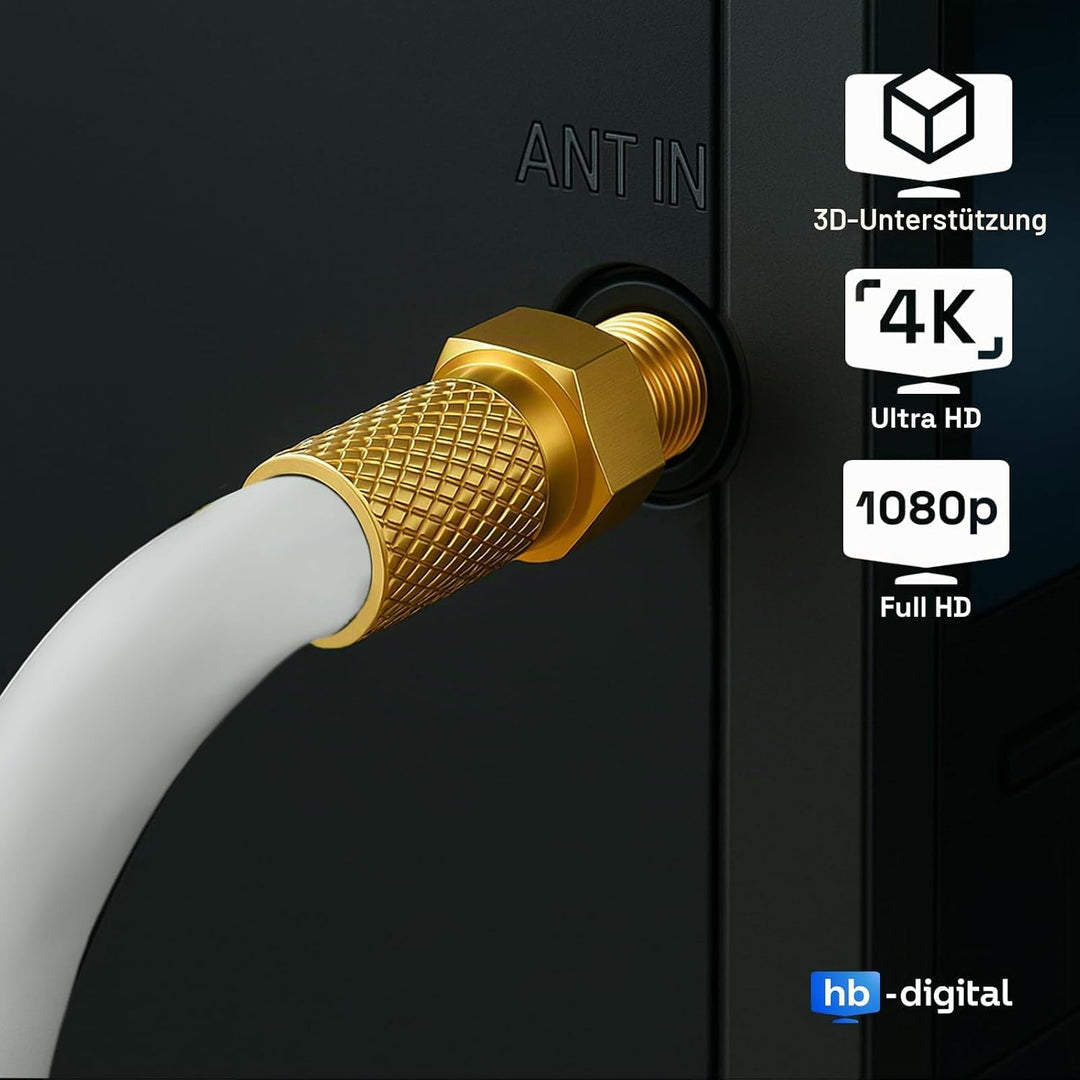 HB-DIGITAL 100m Koaxialkabel HQ-135 Antennenkabel 135dB SAT Kabel 8K 4K UHD 4-Fach geschirmt für DVB