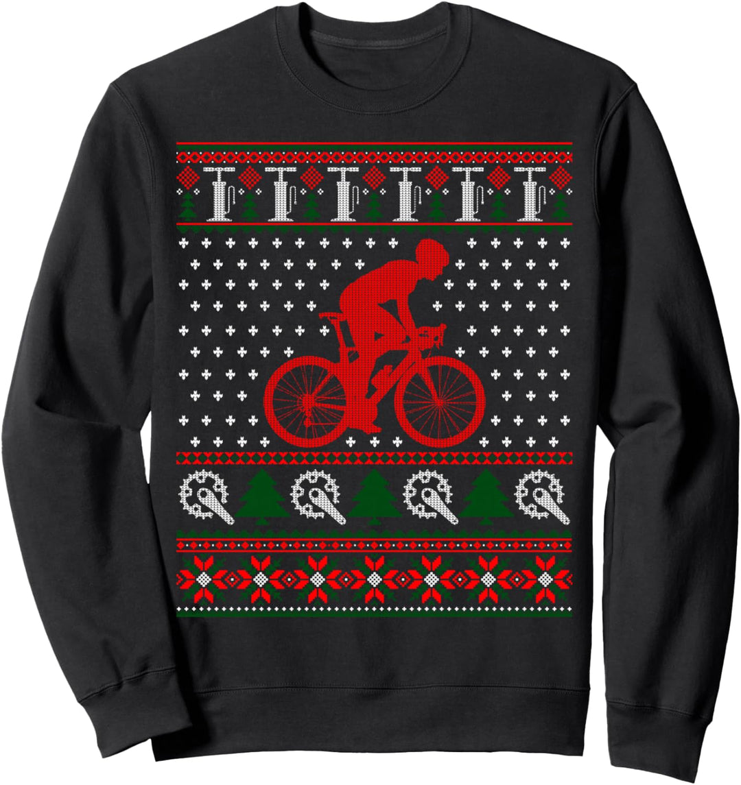 Lustiger Weihnachtspullover mit Fahrrad-Motiv Sweatshirt