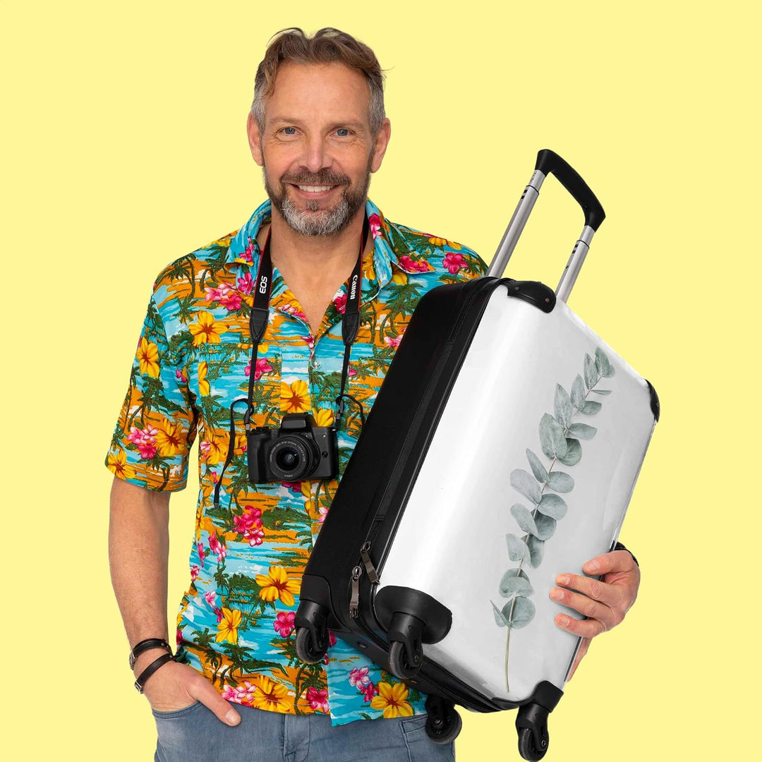 NoBoringSuitcases.com® Koffer Handgepäck Trolley Rollkoffer Kleine Reisekoffer mit 4 Rollen - Pflanz