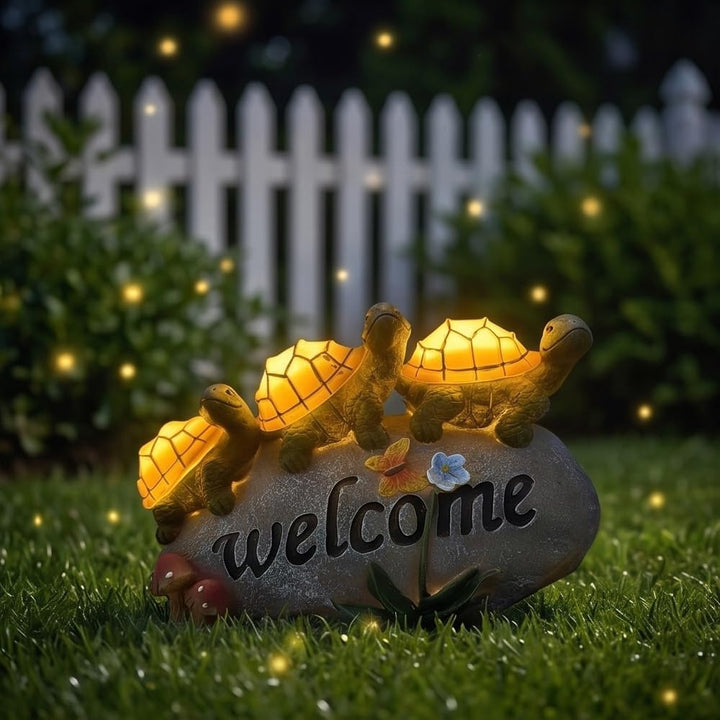 Shildkröte Deko Solar, Solar Gartenfigur Schildkröte, Gartenfiguren für Draussen Wetterfest mit 3 LE