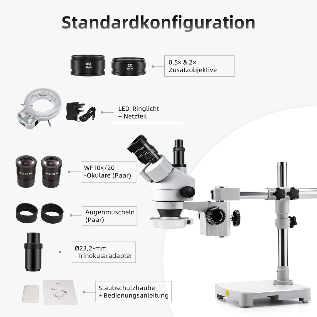SWIFT S7-TS520-EA10-144 trinokulares Stereo-Zoommikroskop (Greenough) 3,5–90×, stufenloser Zoom 0,7–