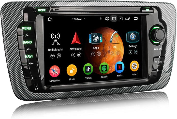 Erisin 7 Zoll Android 14 Autoradio 2Din mit GPS Navi für SEAT Ibiza Unterstützt Bluetooth Freisprech