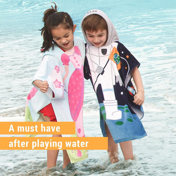 BANGSAUR Kinder Strand Pool Bad Kapuze Poncho Handtuch, 100 Baumwolle Surf Wickeltücher Wickel, Baby