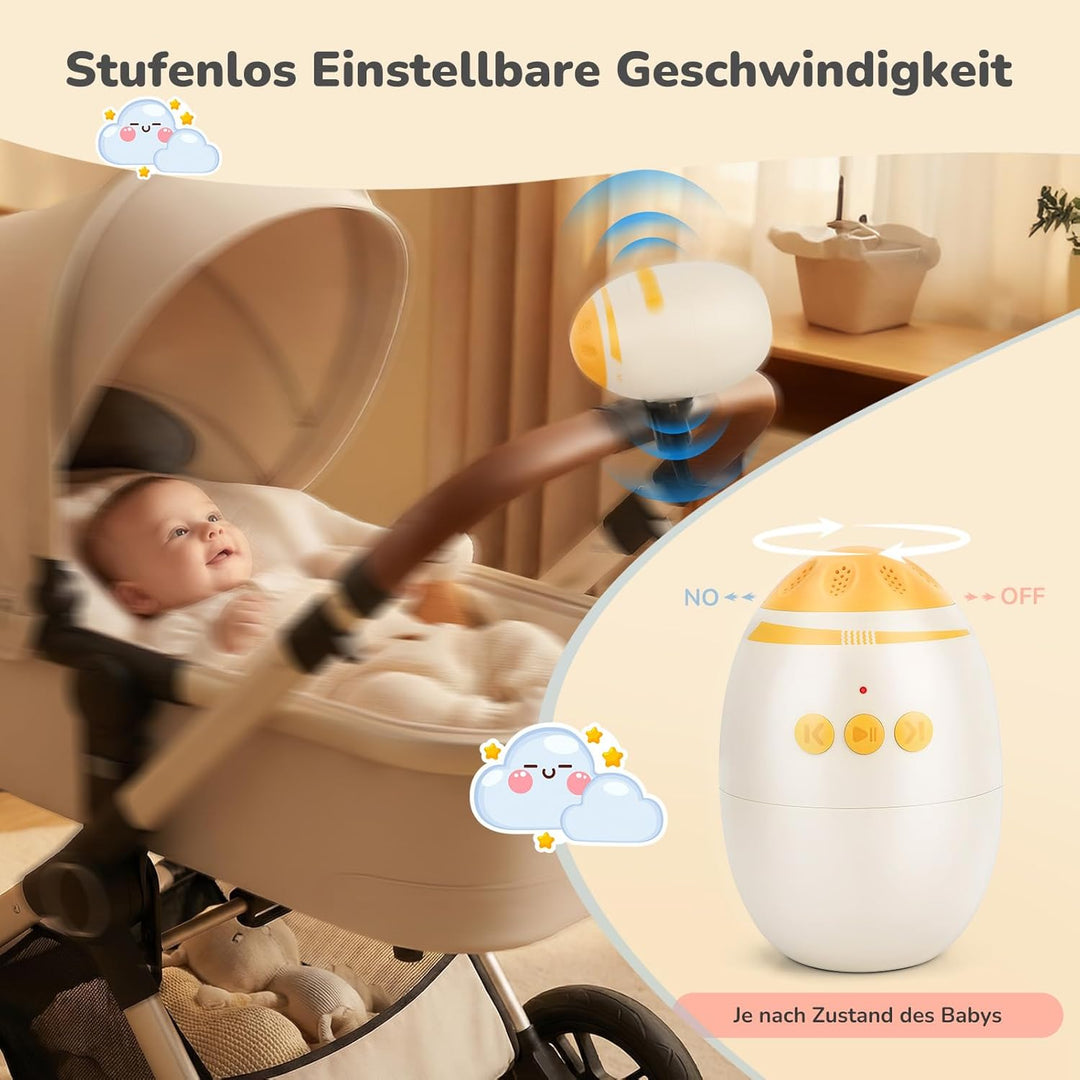 Kinderwagenschaukler, USB-C Einschlafhilfe Baby Wiederaufladbar, Stufenlos Einstellbar & Ultraleise