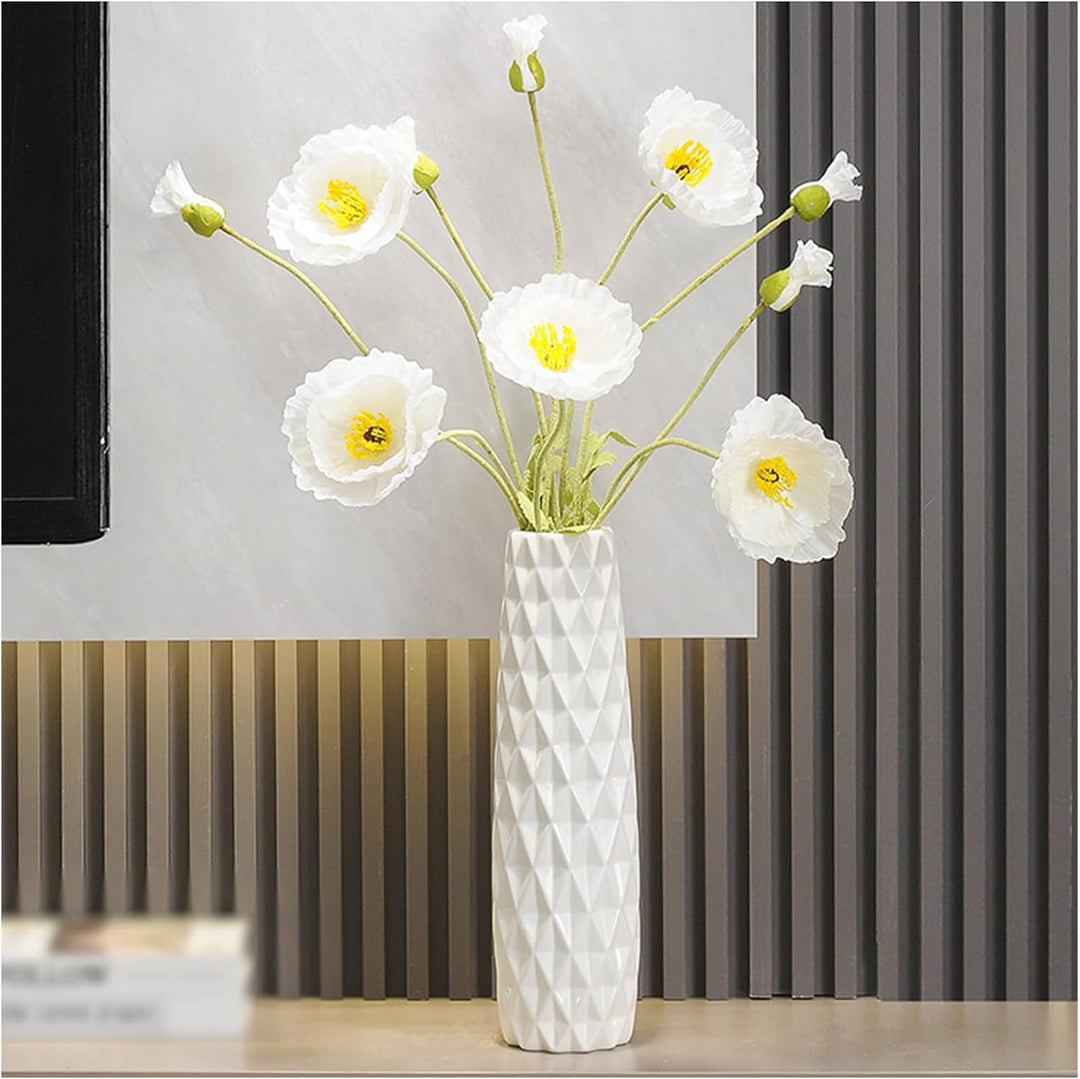 KSYGINXD Weisse Bodenvase, 45,7 cm hoch, dekorative Tischvase aus Keramik, für Wohnzimmer, stabiler