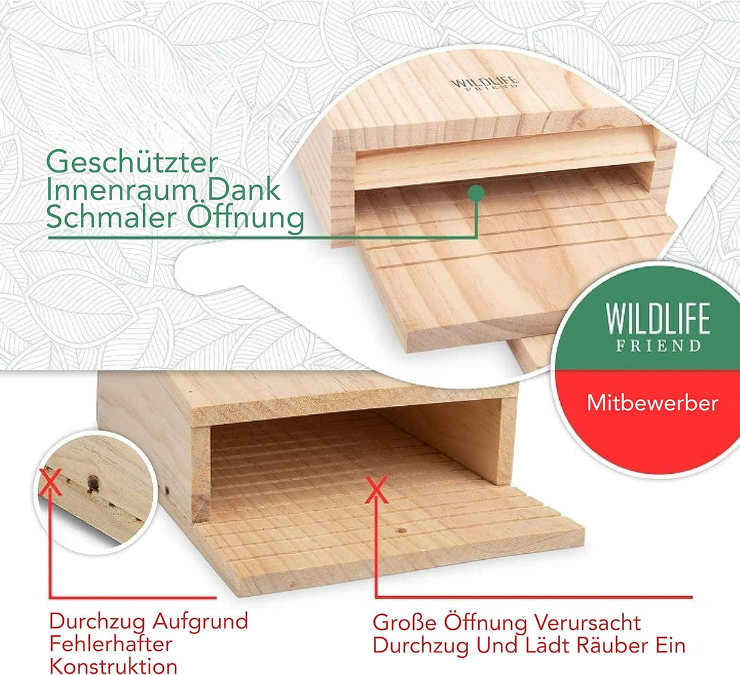 WILDLIFE FRIEND I Grosser Schwerer Fledermauskasten mit Rindendach nach NABU - Fertig Montiert &amp; 100