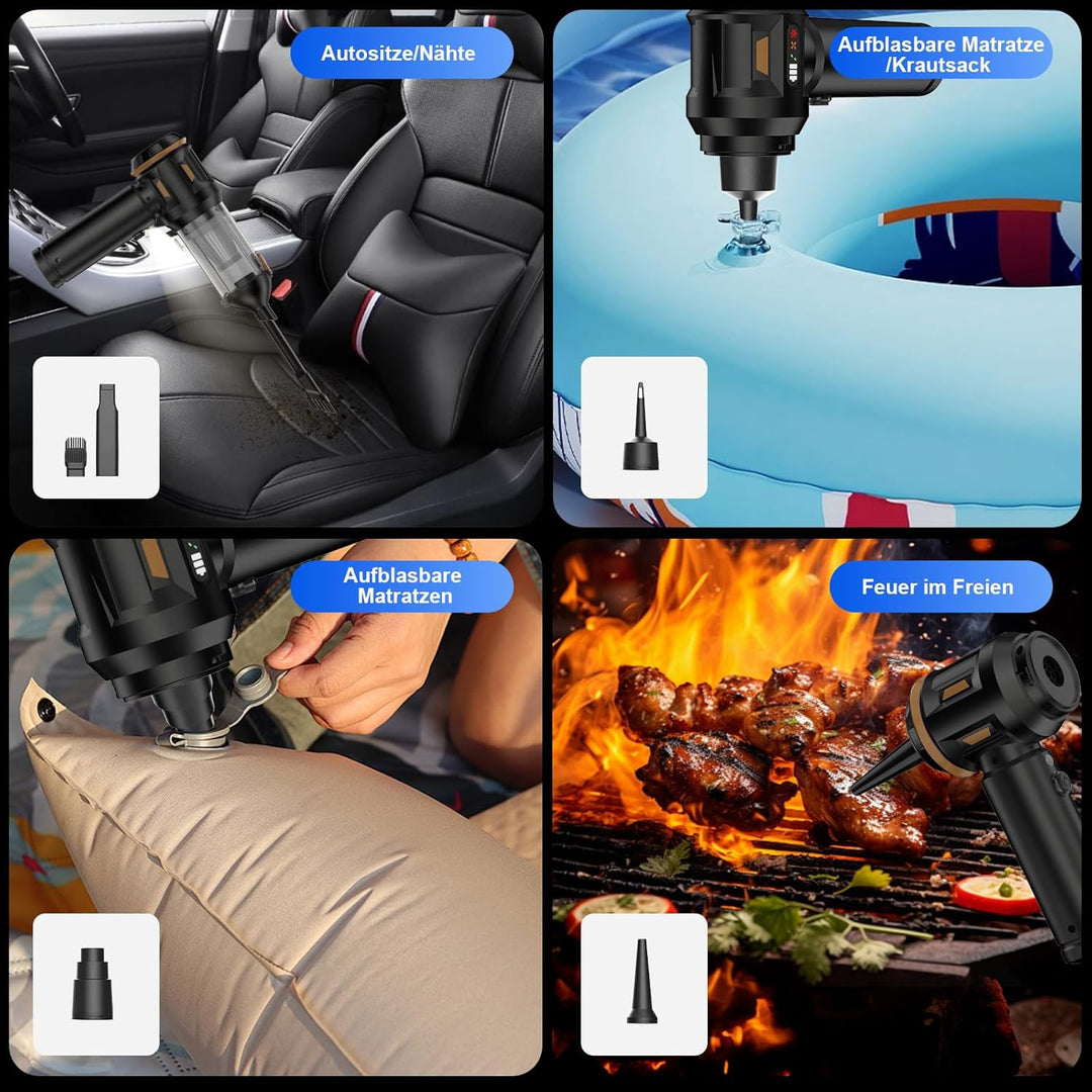 Handstaubsauger, 26000 Pa 4-In-1 Mini Staubsauger Akku Kabellos mit Digitalanzeige 1-Knopf-Selbstent