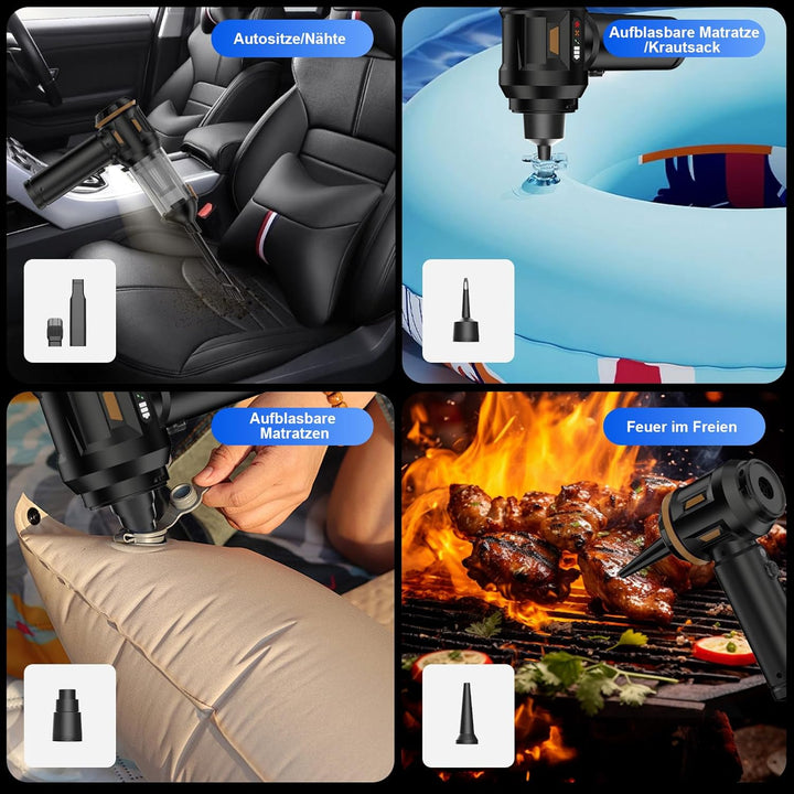 Handstaubsauger, 26000 Pa 4-In-1 Mini Staubsauger Akku Kabellos mit Digitalanzeige 1-Knopf-Selbstent