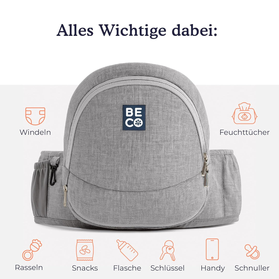 Beco Gemini Hüftsitz Babytrage – 4-in-1 Ergonomische Kindertrage für Neugeborene & Kleinkinder (0-36