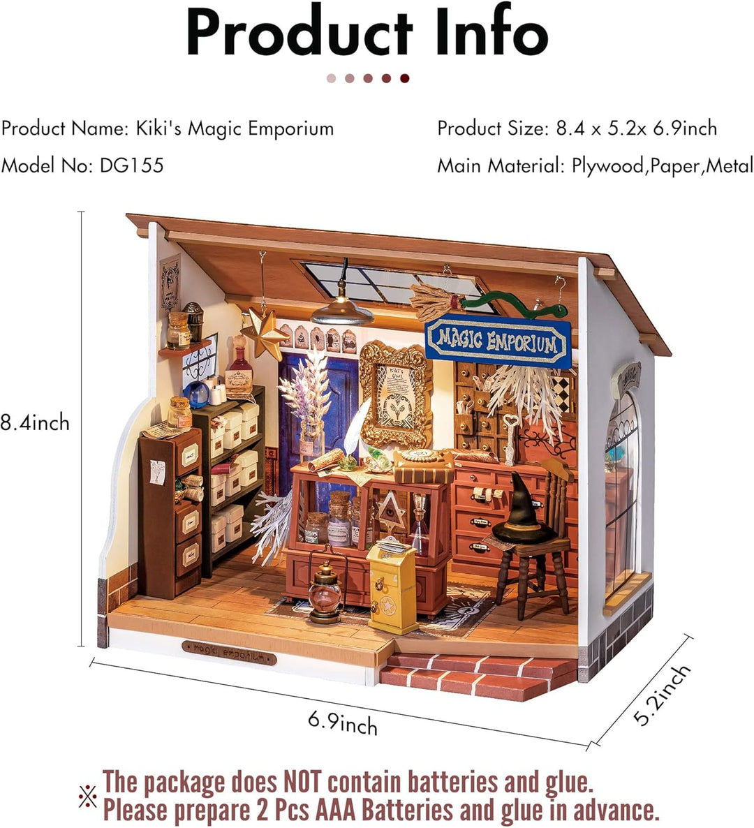 RoWood DIY Miniatur Haus Puppenhaus mit Licht, DIY Mini Holz Haus Modell Set, Bastelset Geburtstag G