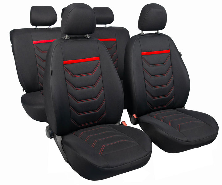 ERJOT Autobezüge Sitzbezüge Comfort Plus Schonbezüge Komplet Set Universal Schwarz (Rot), Rot