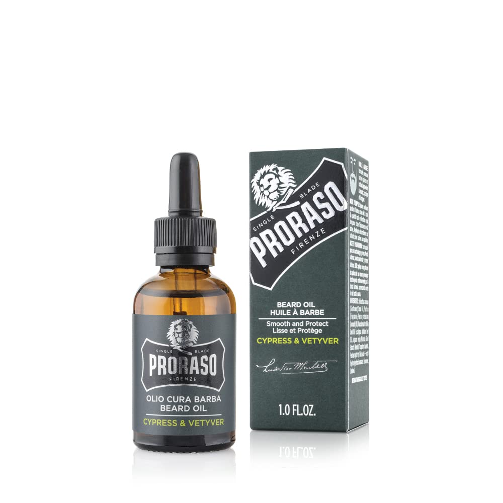 Proraso Beard Oil Cypress &amp; Vetyver 30ml &amp; Beard Oil, Wood &amp; Spice, 30 ml, Bartöl mit Zedernholz &amp; Z