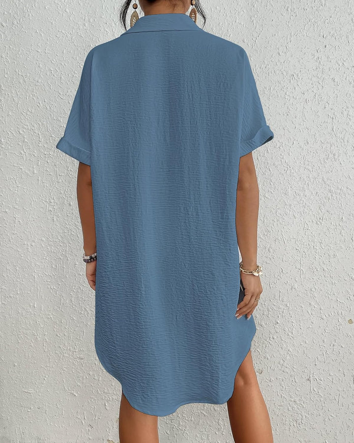 Bsubseach Frauen Badeanzug Coverup Shirt Kleid Button Down Badeanzug Cover Up Beachwear Haze Blue S,