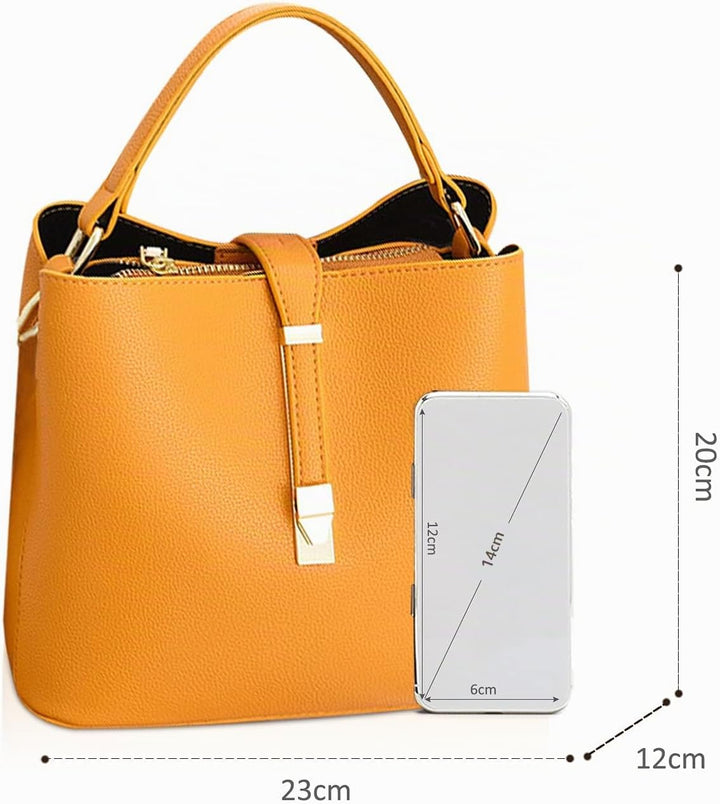 NICOLE &amp; DORIS Leder Handtasche Damen Designer Frauen Umhängetasche mit Kartenfächer Shopper Klein T