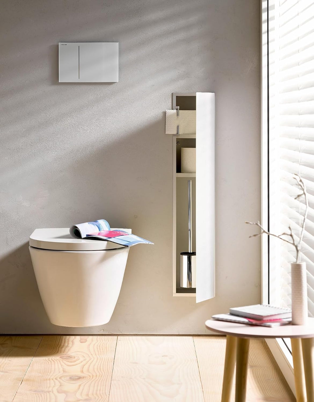 emco ASIS 2.0 Unterputz-Schrankmodul für die Klobürstengarnitur, Badezimmerschrank mit Toilettenpapi