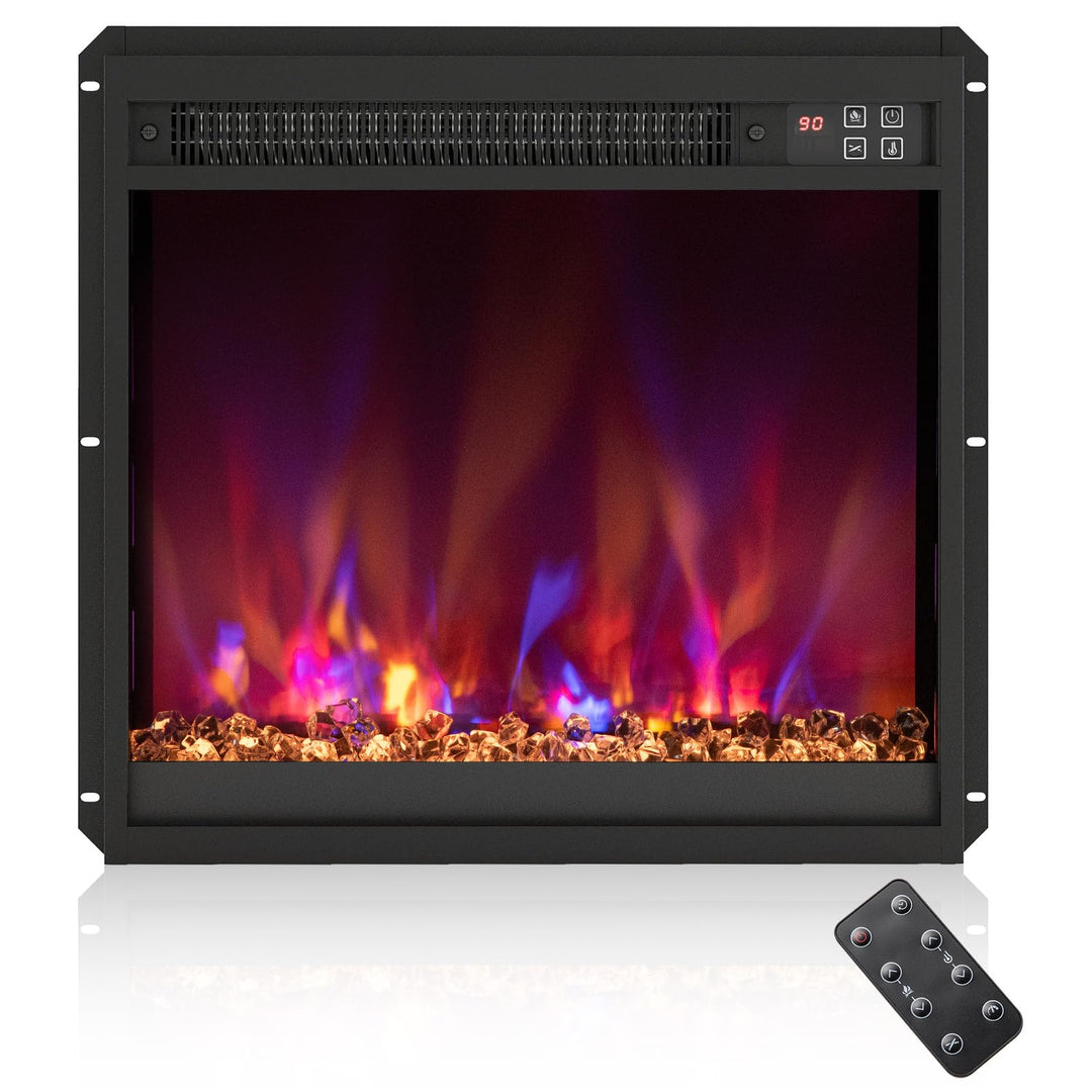 COSTWAY Elektrokamin mit Heizung 1500W, Einbaukamin mit Fernbedienung, 0,5-9H Timer, einstellbare 3D