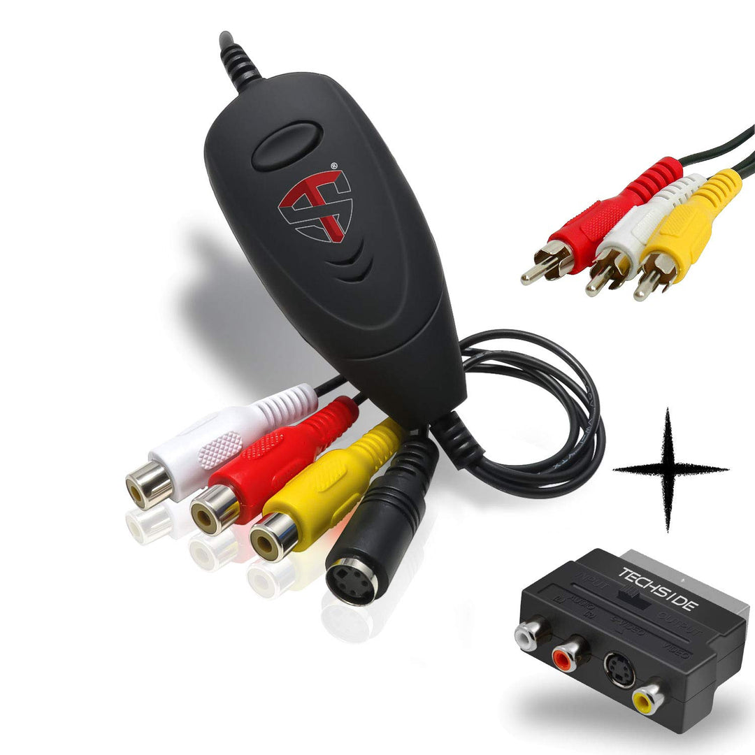 TechSide Complete Analog-Digital-Wandler (Scart-Adapter + Cinch-Kabel) 2024 | Kompatibel mit Windows