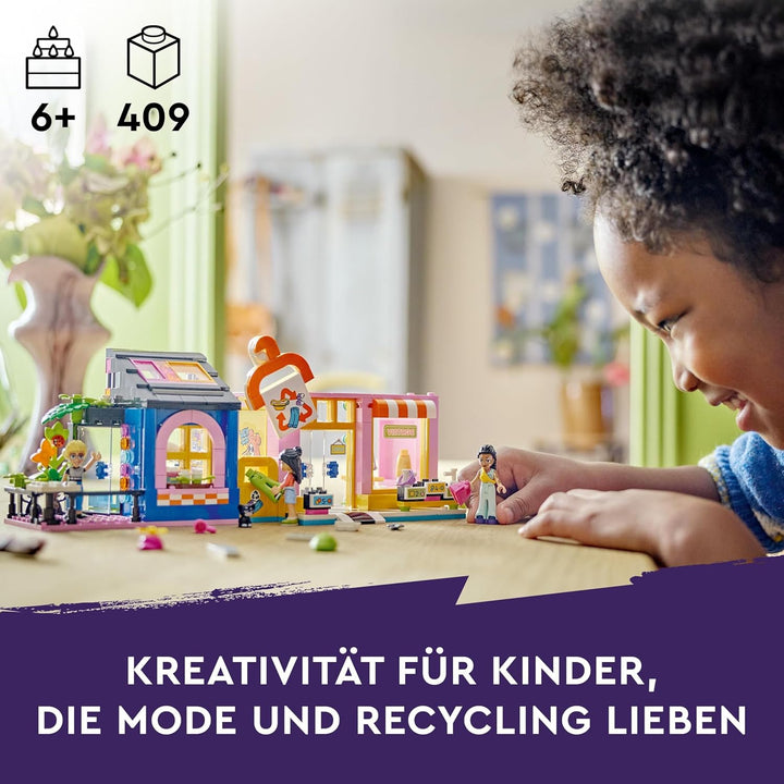 LEGO Friends Vintage-Modegeschäft, Bausatz für Kinder mit Spielzeug-Laden, Figuren und Katze, Modell