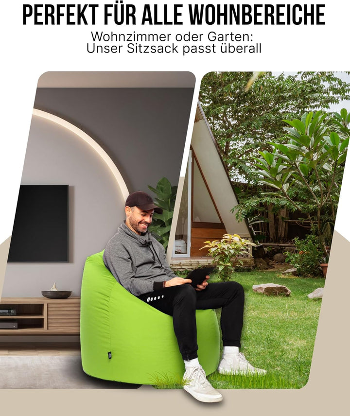 PATCH HOME Patchhome Sitzsack Tropfenform mit Reissverschluss Nachfüllbar - für In &amp; Outdoor - mit S