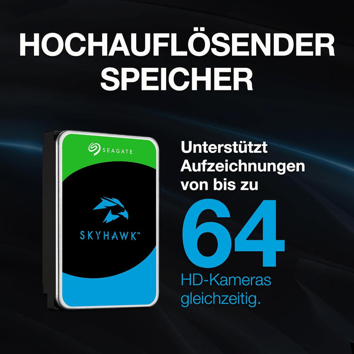 Seagate SkyHawk 2TB interne Festplatte HDD, Videoaufnahme bis zu 64 Kameras, 3.5 Zoll, 64 MB Cache,
