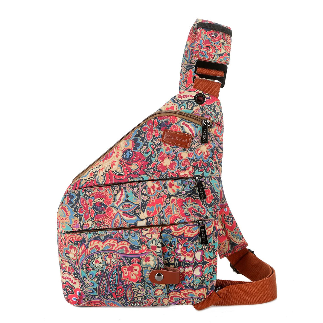 XB-16 Damen-Schultertasche, Blumenmuster, klein, Anti-Diebstahl-Reise-Geldbörse, Umhängetasche, Umhä