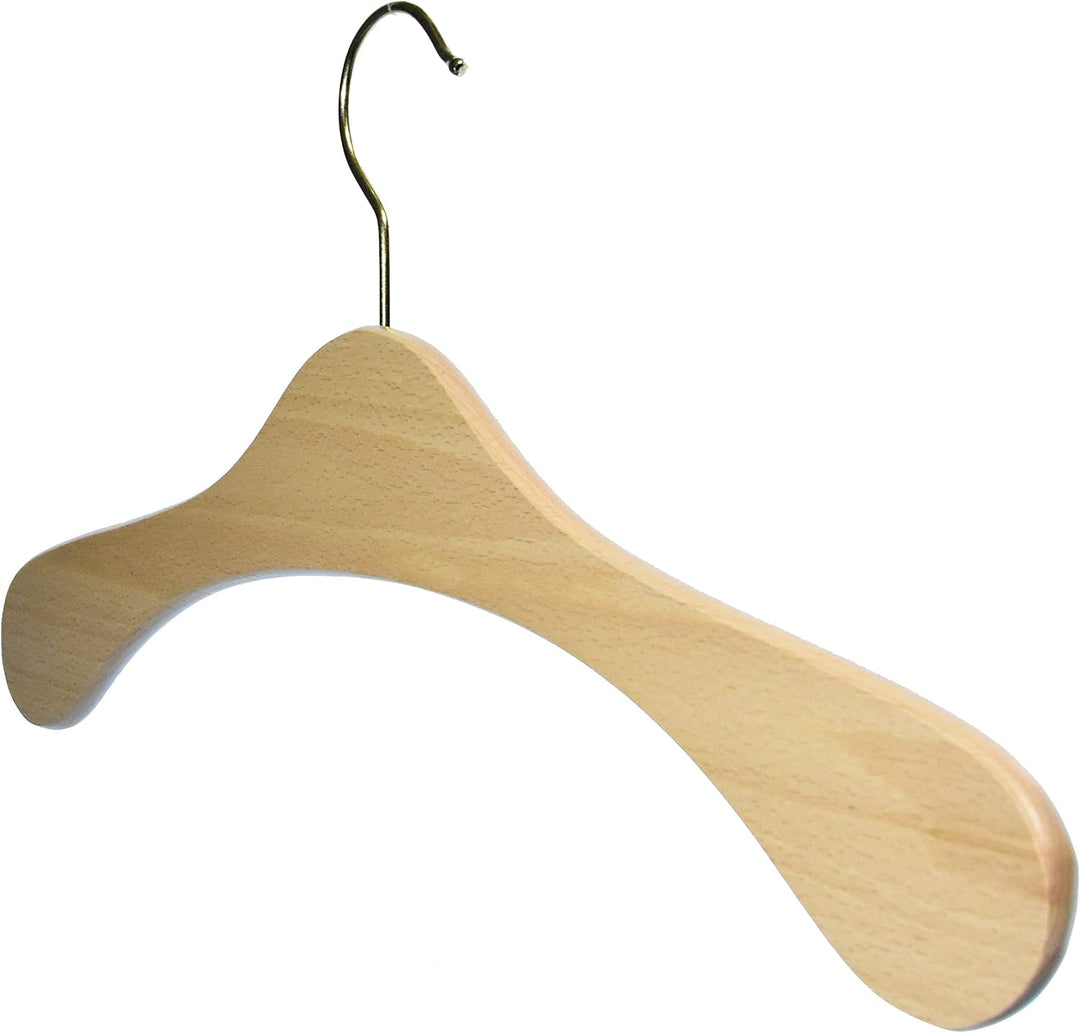Kleiderbügel aus Holz, Garderobenbügel aus Buchenholz, Natur lackiert 5 STK., vermessingter Haken, M