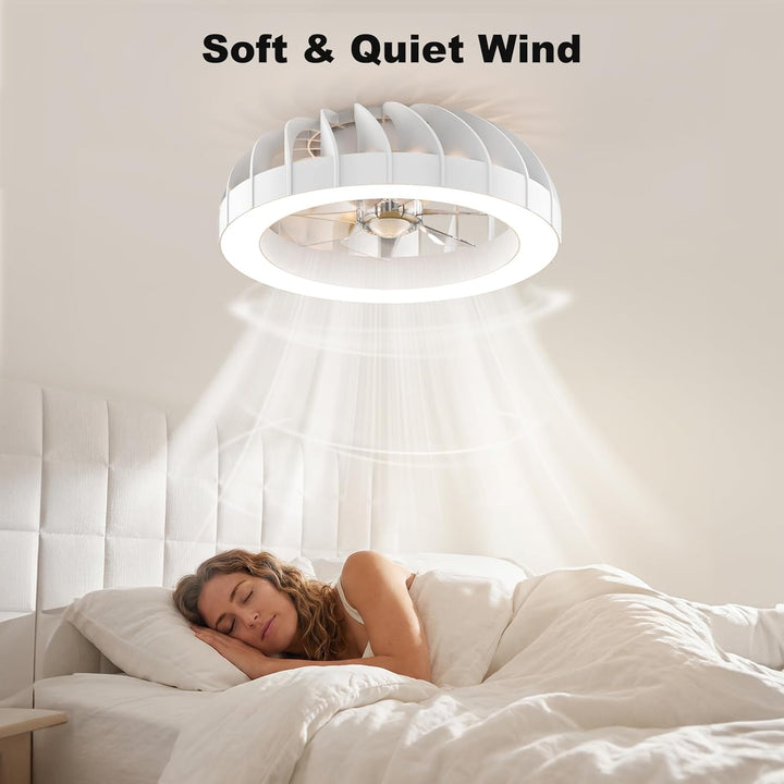Ateroll Deckenventilator mit Beleuchtung Ø46CM, Deckenventilator mit Licht Dimmbar (3000K-4000K-6500