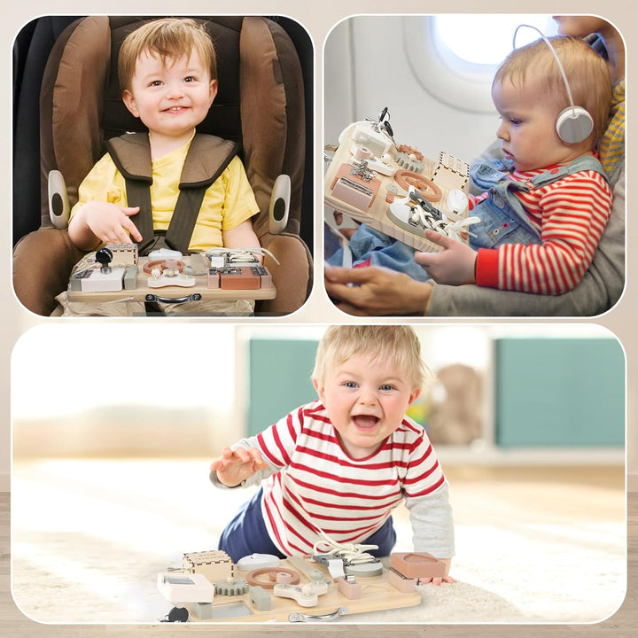 Joyreal Montessori Busy Board - Motorikbrett ab 1 2 3 Jahr Activity Board Montessori Motorik Spielze