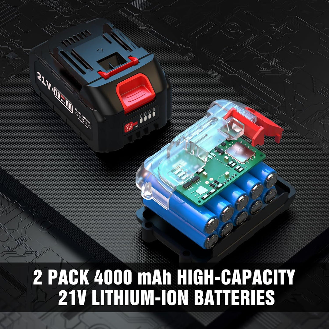 Avhrit 2025 Aktualisierter Akku Bohrhammer, mit 2 Pack Tragbarem Lithium-Akku (21V), Bürstenlosem Mo