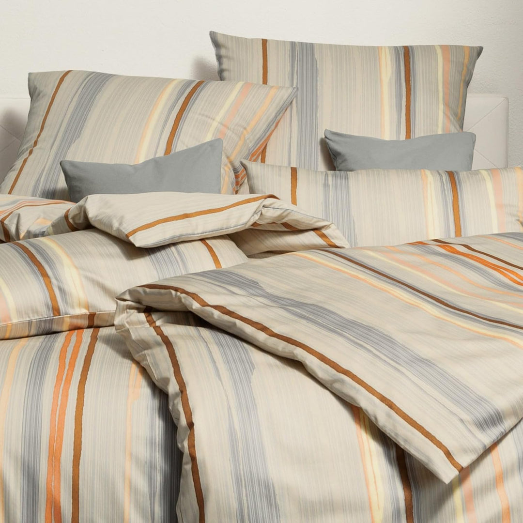ESTELLA Bettwäsche Interlock-Jersey braun-beige-apricot-vanille Grösse 135x200 cm (40x80 cm)