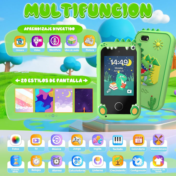 Fippesax Kinder Handy Smartphone Spielzeug, Kinderkamera 2,8" Handy für Mädchen & Jungen, 8G SD Kart