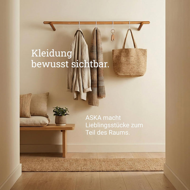 Natural Goods Berlin 1x ASKA Kleiderstange Garderobe Wand Holz - Esche Kleiderstange Klein Für Die W
