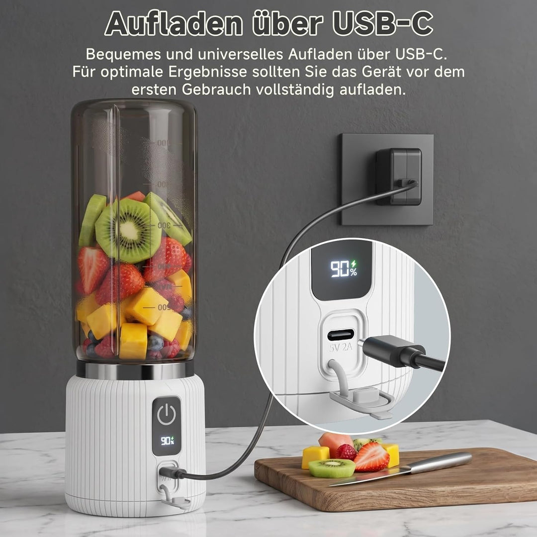 COKUNST Tragbarer Mixer, kleiner Smoothie & Shake Maker mit 8 Klingen, Mini Personal Blender mit LED