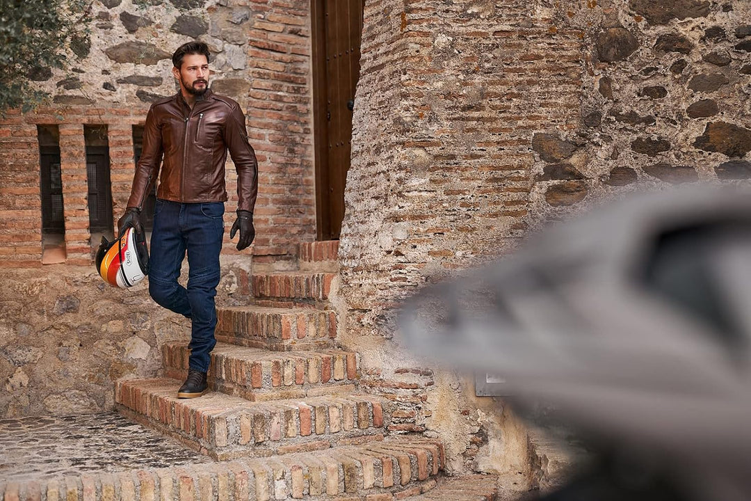 SHIMA HUNTER Motorradjacke Herren | Vintage Biker-Lederjacke Belüftet mit CE Rücken, Schulter und El