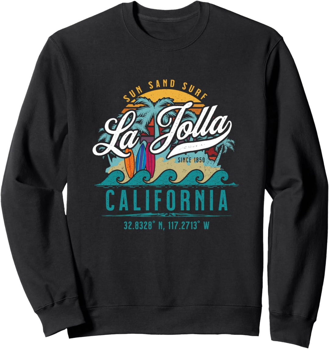 Retro La Jolla California Sun Sand Surf Beach Palmen Sweatshirt
