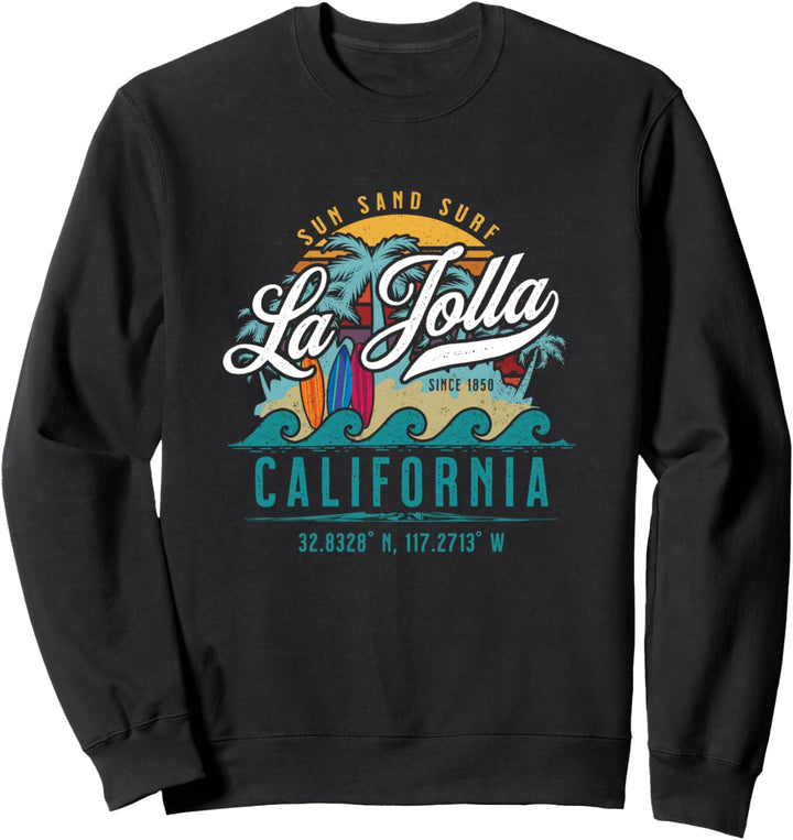 Retro La Jolla California Sun Sand Surf Beach Palmen Sweatshirt