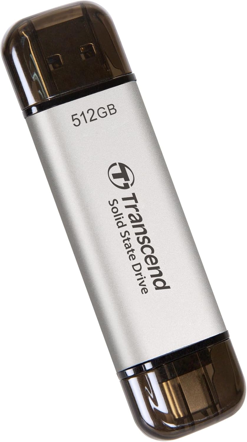 Transcend External SSD 512GB ESD310S USB 2) Silver 2) 512GB, 2) Silver 2) 512GB