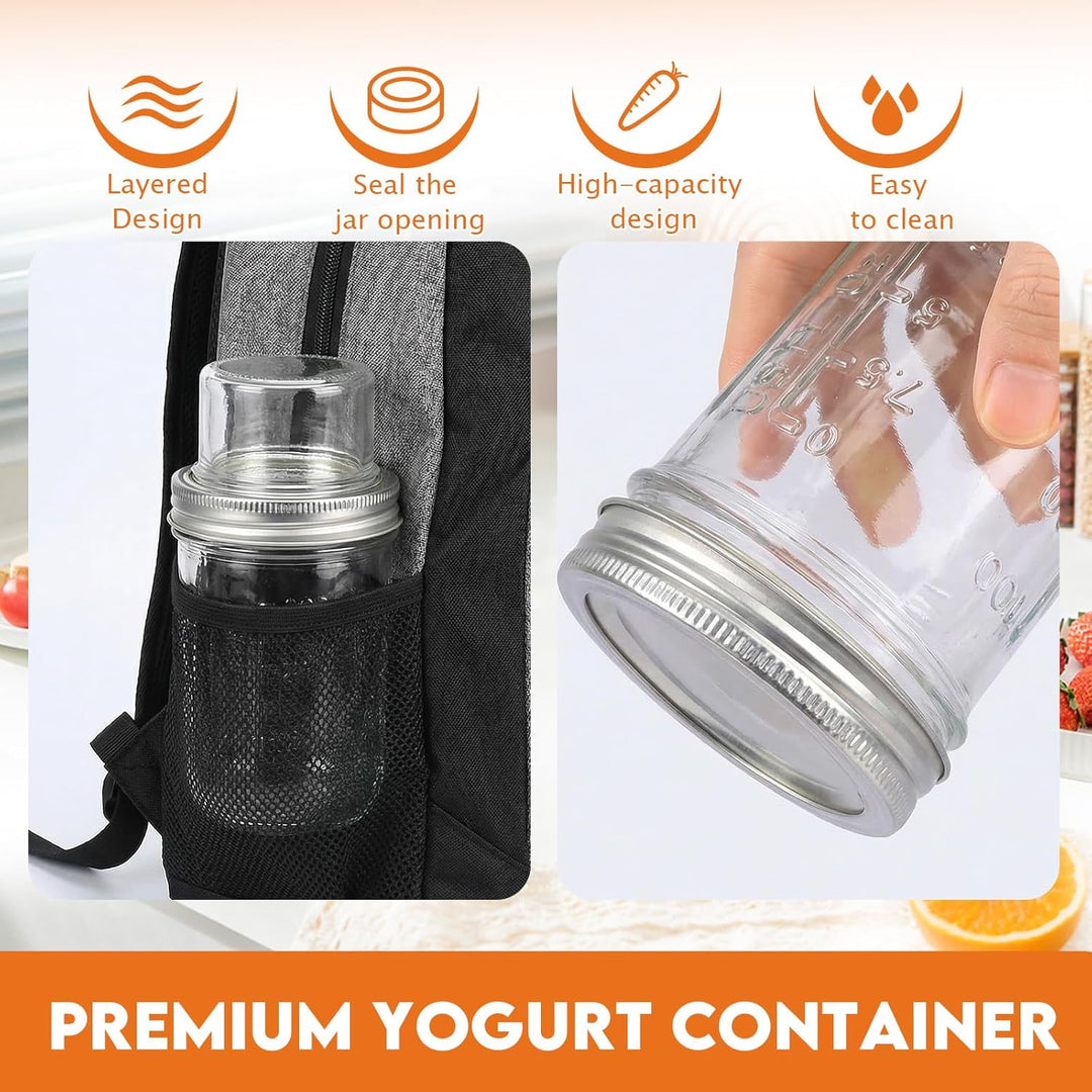 4 Stück Müslibecher To Go,500 ml + 90 ml,Doppelschicht Design,Trocken/Flüssig Trennung,Overnight Oat