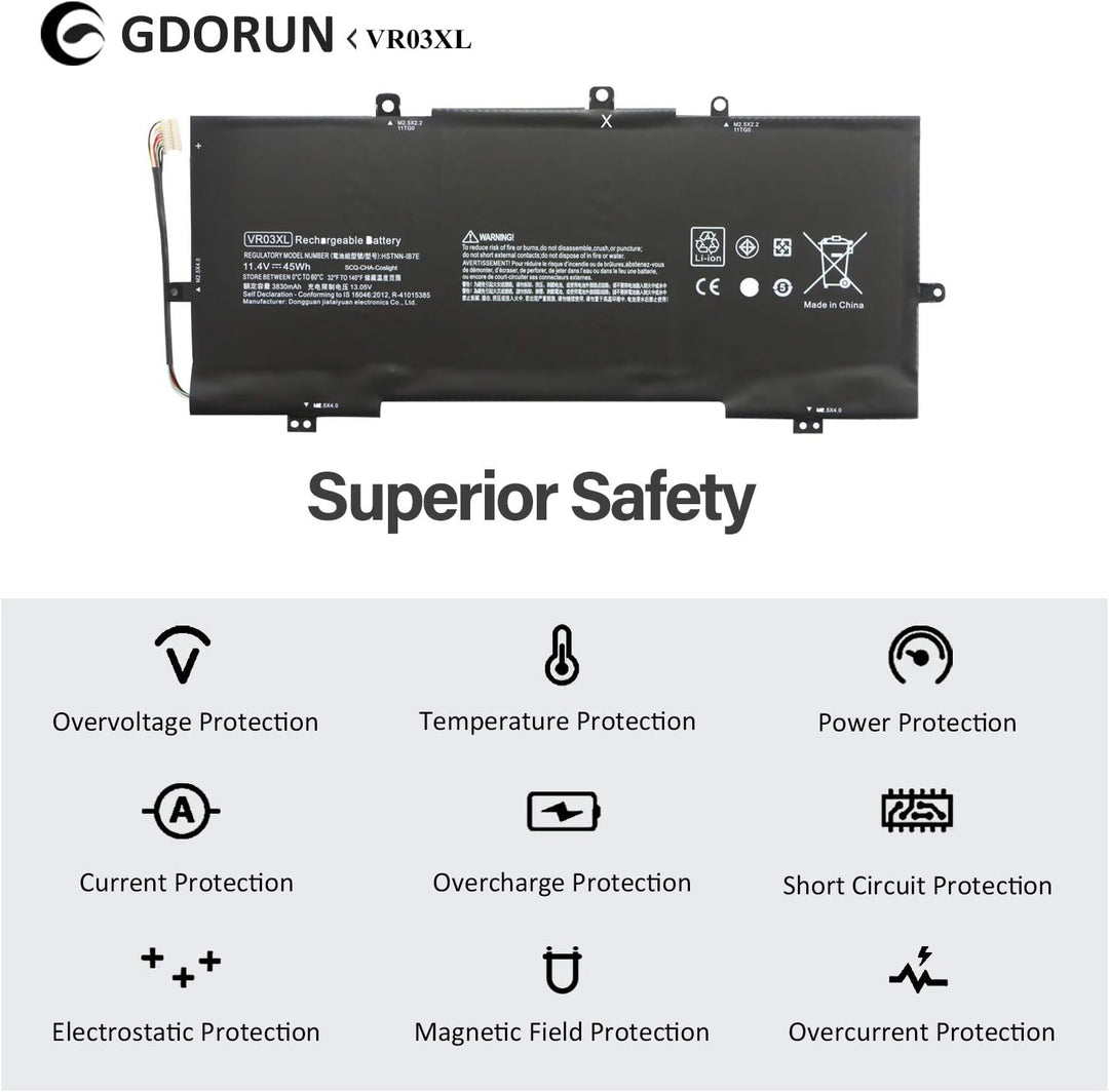 GDORUN 45Wh VR03XL Laptop Akku für HP Envy 13-D D061SA D040WM D010NR D040NR D099NR D044TU D008NA D00