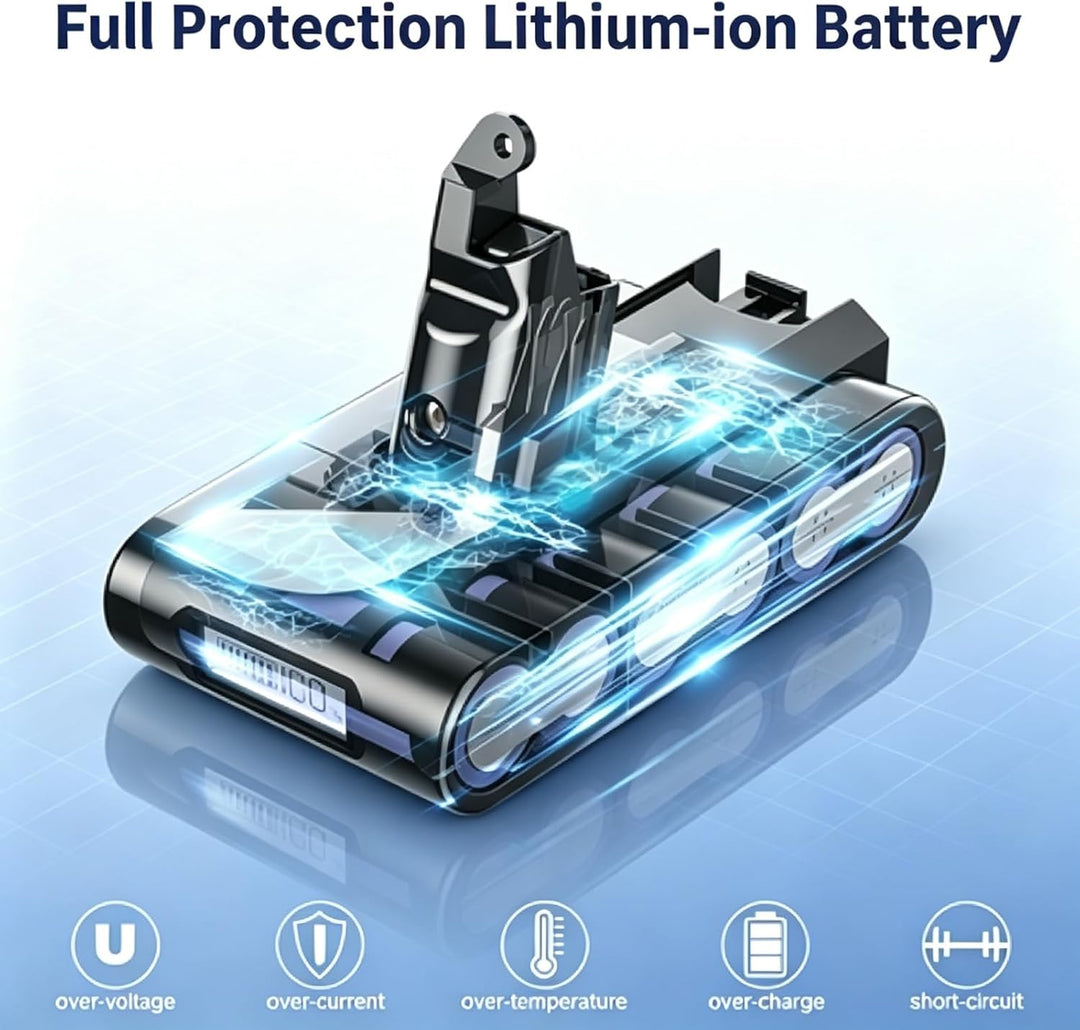Powtree V6 Akku für Dyson, Ersatzakku für Dyson V6 DC62 mit LCD-Bildschirm | Kompatibel mit SV03 DC5