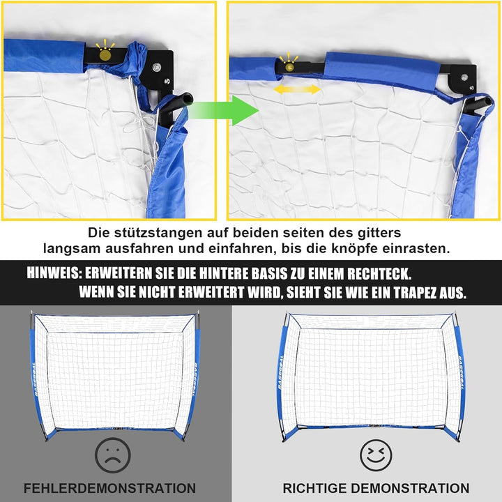 Fussballtor Outdoor [180cm/240cm/365cm], Faltbares Fussballtor Garten &amp; Training mit Koordinationsle