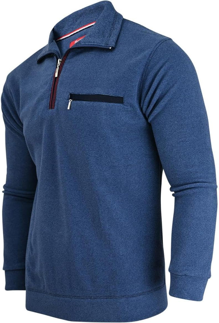 Soltice Herren Langarm Sweatshirt mit Brusttasche, Gestreifter Strickpullover mit Kragen, Meliert, W