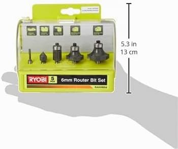 Ryobi 5132003828 Fräsersatz 5-teilig, für Kantenfräse und Oberfräse, Nutfräser, 1x Hohlkehlfräser, 2