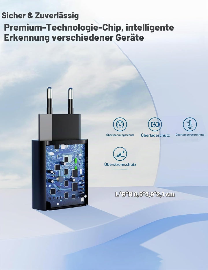 18W/3A USB Ladegerät Stecker Schnellladegerät Quick Charge 3.0 Ladeadapter Universal Netzteil für Sa