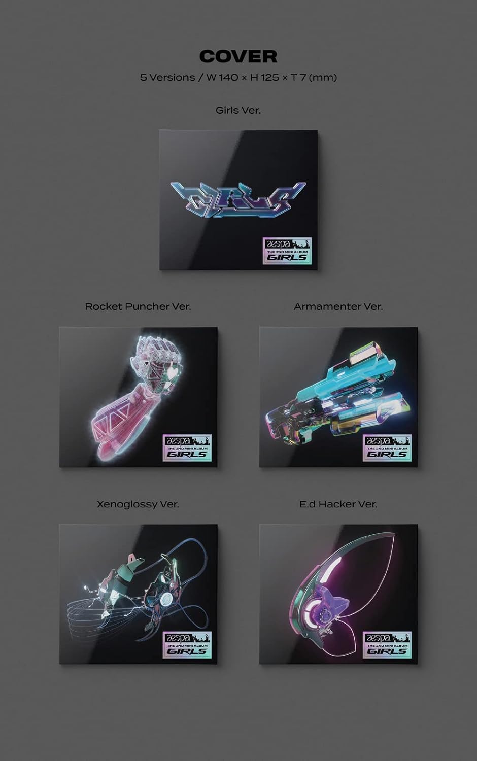 Dreamus aespa - 2nd Mini Album Girls DIGIPACK ver. CD (A+B+C+D+E ver. SET), SMK1455, A+b+c+d+e Ver.