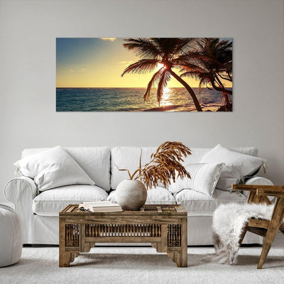 ARTTOR Wandbilder Dekoration Wohnzimmer Wolke exotischer Palm- Landschaft Bilder auf Leinwand 120x50