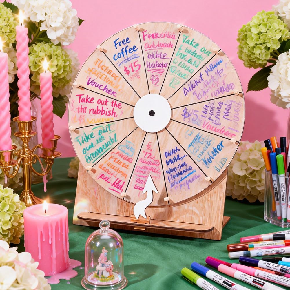 UNICRAFTALE Spinner Gewinnspiel Roulette Drehscheibe Aus Holz Aus Peru Beschreibbare Und Abwischbare
