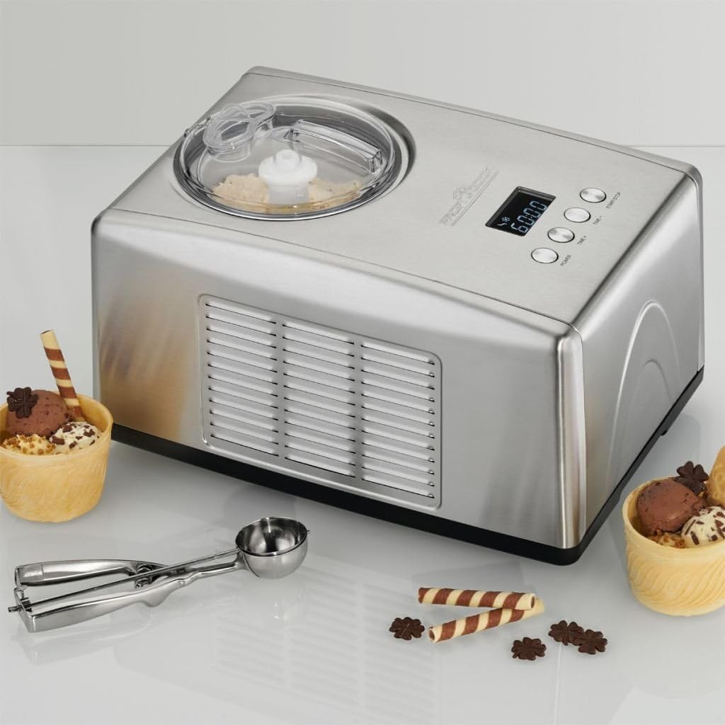 Profi Cook PC-ICM 1091 Eismaschine (3 in 1 für Speiseeis, Frozen Joghurt und Sorbet, Kompressor-Kühl
