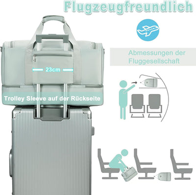 LOIDOU Gross Reisetasche Weekender Bag mit Schuhfach Handgepäck Tasche für Flugzeug Sporttasche Dame